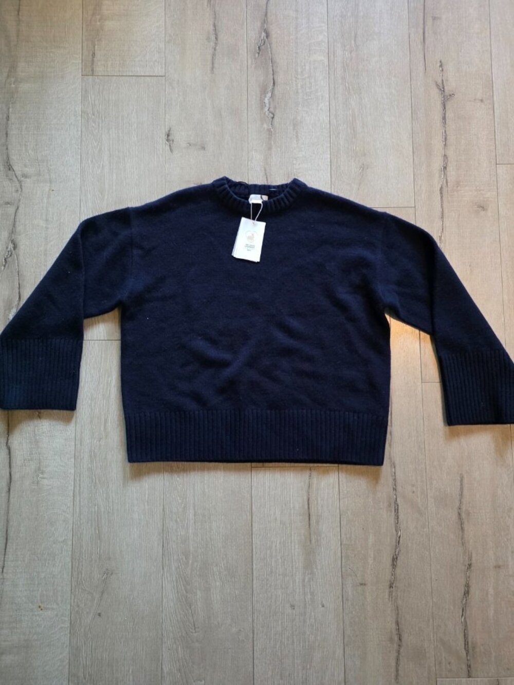 H&M Premium Selection Sweater Womens Medium Navy Wool Cashmere Blend Pullover